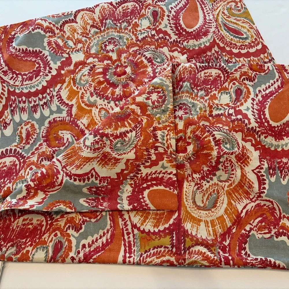 Pottery Barn Marie Palampore Lumbar Pillow Cover Set of 2 16x26 Red Rust Paisley